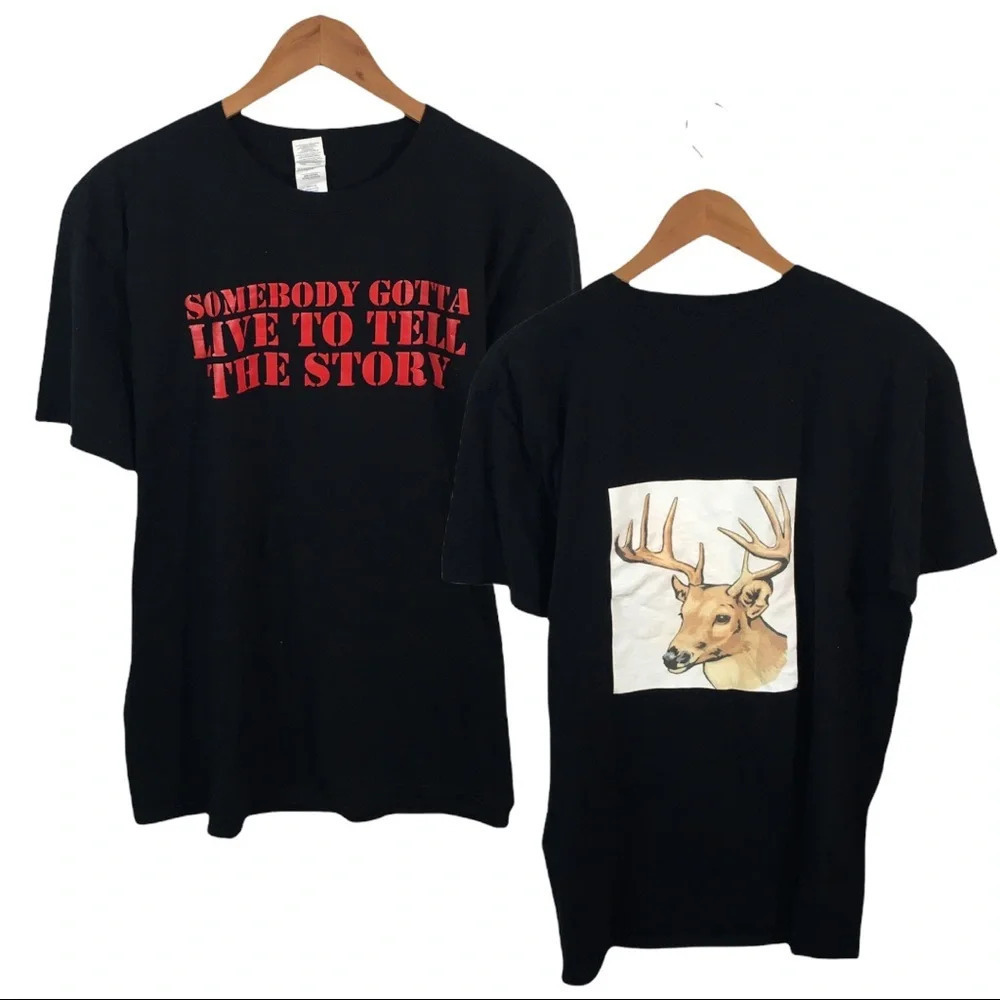 TS322 Mens GILDAN Funny Live to Tell the Story Deer Hunting T Shirt XL